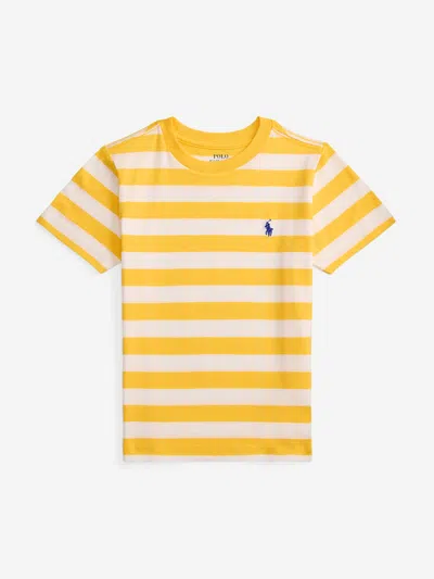 Ralph Lauren Babies'  Boys Striped Logo T-shirt In Yellow