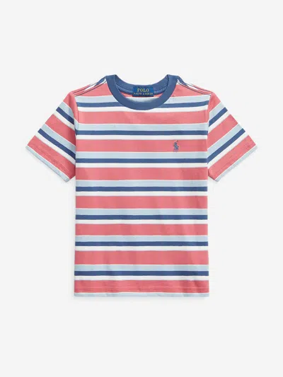 Ralph Lauren Babies'  Boys Striped Logo T-shirt In Pink