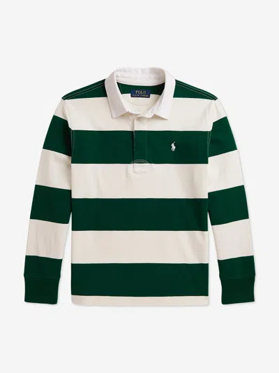 Ralph Lauren Kids' Striped Pony Rugby Shirt In White