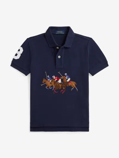Ralph Lauren Kids'  Boys Triple Pony Polo Shirt In Blue