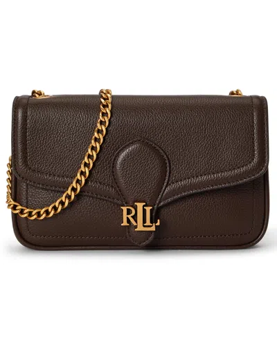 Ralph Lauren Pebbled Leather Bradley Crossbody Wallet In Chestnut Brown