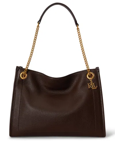 Ralph Lauren Bradley Small Pebbled Leather Tote Bag In Chestnut Brown