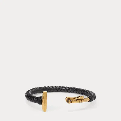 Polo Ralph Lauren Braided Antiqued Brass Polo Mallet Cuff In Gold Black