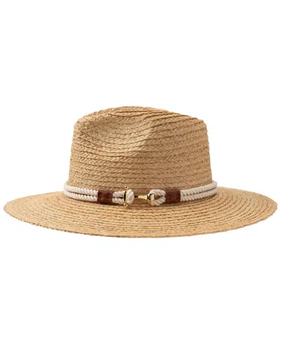 Ralph Lauren Braided Band Raffia Fedora Hat In Brown