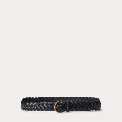 Polo Ralph Lauren Braided Calfskin Belt In Black