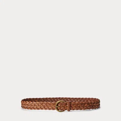 Polo Ralph Lauren Braided Calfskin Belt In Cuoio In Brown