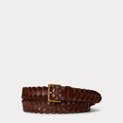 Ralph Lauren Braided Leather Belt In Brown