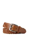 Ralph Lauren Braided Leather Belt In Brown