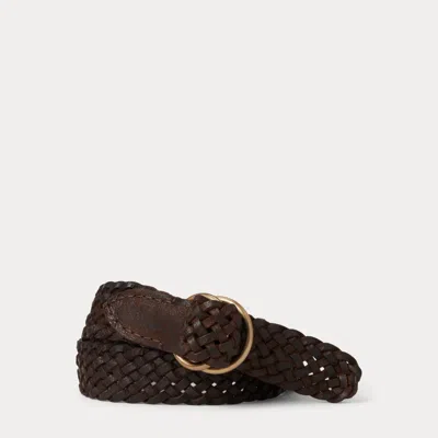Ralph Lauren Braided Leather Belt In Dark Brown In Pattern