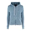 Ralph Lauren Braided Sweatshirt With Hood And Zipper Indigo Chambray In Blue