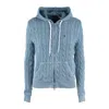 Ralph Lauren Braided Sweatshirt With Hood And Zipper Indigo Chambray In Blue