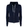 Shop Ralph Lauren Braided Sweatshirt With Hood And Zipper Navy Blue Newport