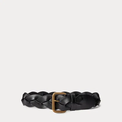Polo Ralph Lauren Braided Vachetta Leather Belt In Black