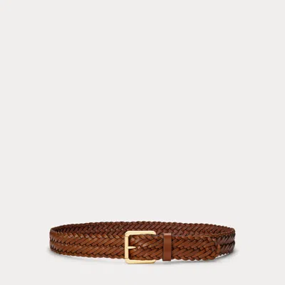 Ralph Lauren Braided Vachetta Leather Belt In Lauren Tan In Orange