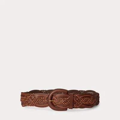 Ralph Lauren Braided Vachetta Leather Wide Belt In Tan Ombre In Brown