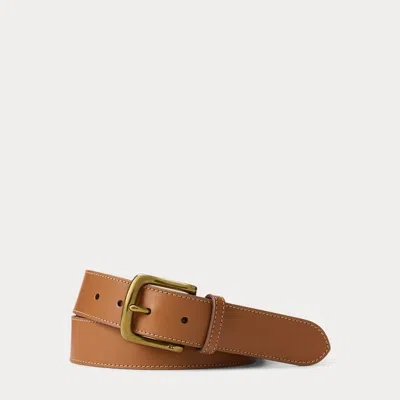 Ralph Lauren Brass-buckle Calfskin Belt In Gold
