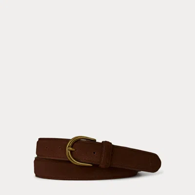 Ralph Lauren Brass-buckle Suede Belt In Brown