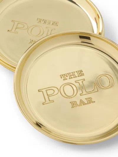 Ralph Lauren Brass Engraved Coaster Set In Gold