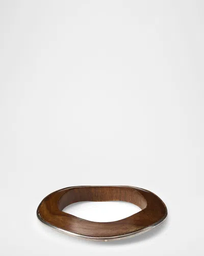 Ralph Lauren Brass Wood Contour Bracelet In Silver Bro