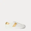 Ralph Lauren Braylee Metallic-trim Leather Sneaker In Multi