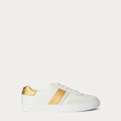 Ralph Lauren Braylee Metallic-trim Leather Sneaker In Multi