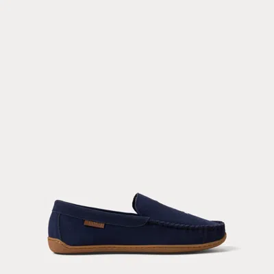 Ralph Lauren Brenan Polo Bear Suede Slipper In Blue