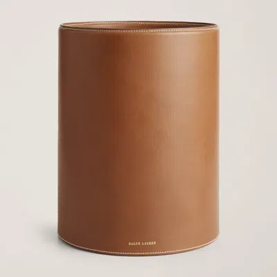 Ralph Lauren Brennan Leather Waste Bin In Saddle In Green