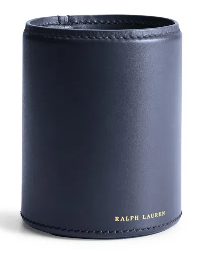 Ralph Lauren Leather Brennan Pencil Cup In Navy