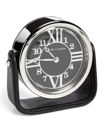 Ralph Lauren Brennan Black Leather Saddle Clock