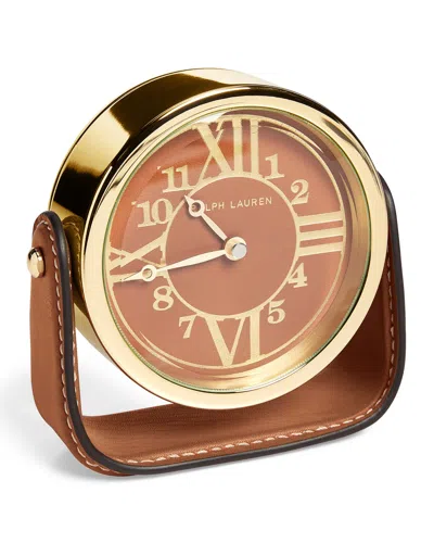 Ralph Lauren Brennan Brown Leather Saddle Clock