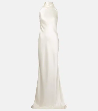 Ralph Lauren Bridal Chilton Halterneck Satin Gown In White
