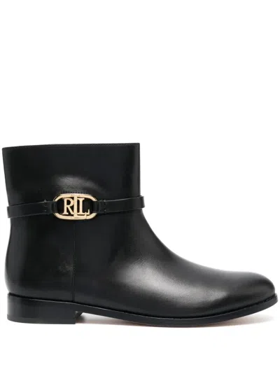 Ralph Lauren Briela Ankle Boots In Black Leather