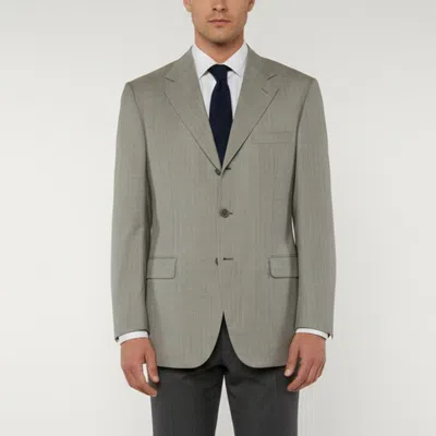 Pre-owned Ralph Lauren Brioni Grey Wool Blend Regular Fit Palatino Blazer Xl In Gray
