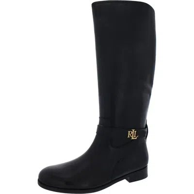 Ralph Lauren Brittaney Womens Leather Riding Knee-high Boots In Multi