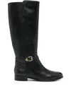 Ralph Lauren Brooke Tall Womens Leather Riding Knee-high Boots In Black