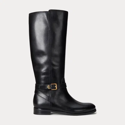 Ralph Lauren Brooke Ii Burnished Leather Tall Boot In Black