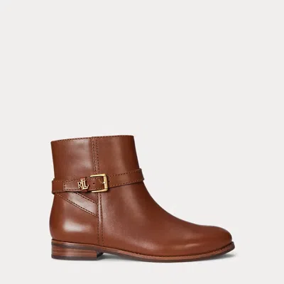 Ralph Lauren Brooke Ii Calfskin Bootie In Brown