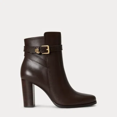 Ralph Lauren Brooke Ii Calfskin Bootie Heel In Chestnut Brown