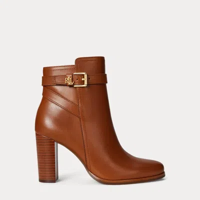 Ralph Lauren Brooke Ii Calfskin Bootie Heel In Lauren Tan
