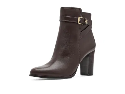 Ralph Lauren Brooke Ii Calfskin Bootie Heels Women's Boots Chestnut Brown: 10 B - Medium, Leather