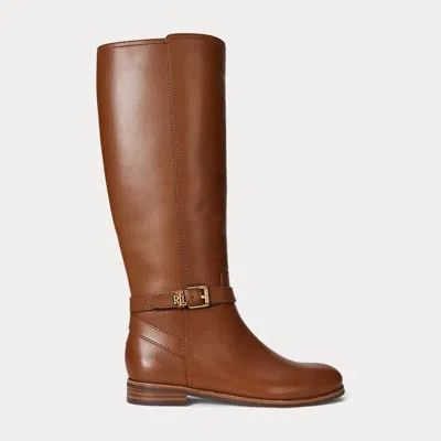 Ralph Lauren Brooke Ii Calfskin Tall Boot In Brown