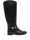 Ralph Lauren Brooke Ii Burnished Leather Tall Boot In Black