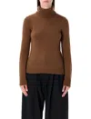 Ralph Lauren Cashmere Turtleneck Sweater With Ribbed Cuffs And Hem In Brown