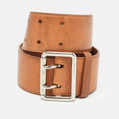 Pre-owned Ralph Lauren Brown Leather Buckle Belt M
