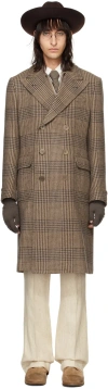 Ralph Lauren Brown Plaid Coat In Taupe/brown Multi