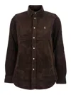 Ralph Lauren Brown Shirt With Classic Collar And Pony Embroidery On The Front In Corduroy Woman In Brown