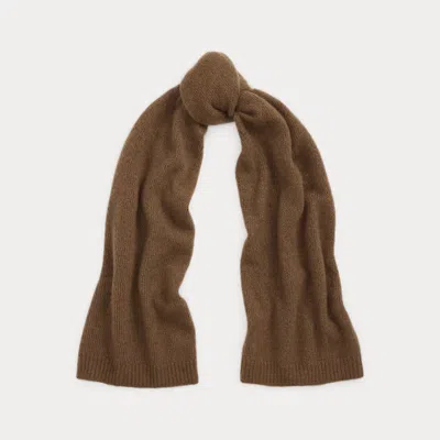 Ralph Lauren Brushed Fine-knit Scarf In Taupe Melange