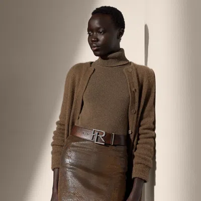 Ralph Lauren Brushed Cashmere-silk Cocoon Cardigan In Taupe Melange In Brown