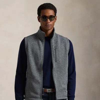 Ralph Lauren Brushed Fleece Mockneck Vest In Gray
