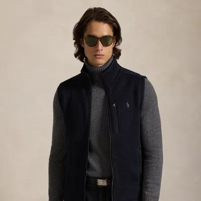 Ralph Lauren Brushed Fleece Mockneck Vest In Blue